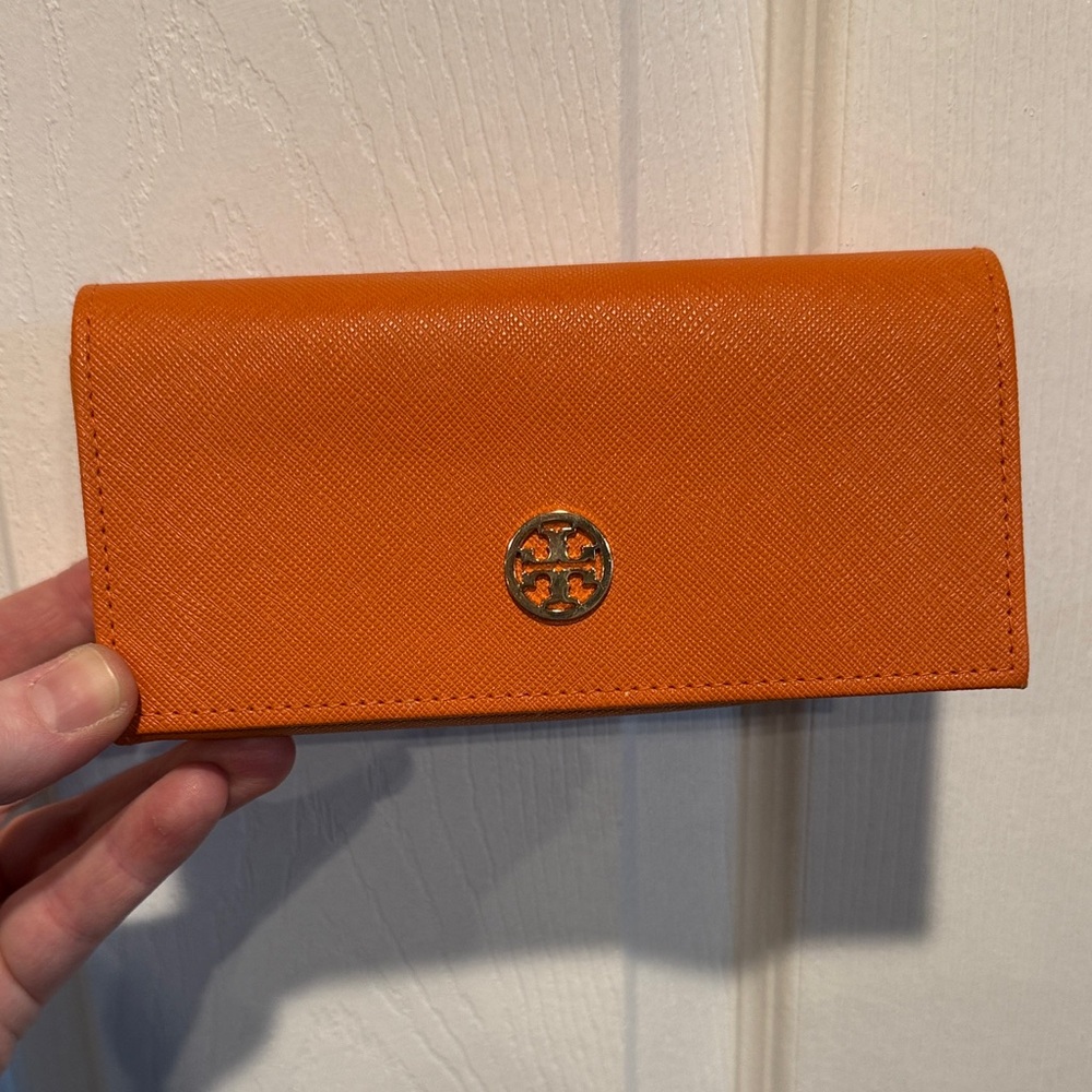 Tory Burch Vibrant Orange wallet/eye glass case